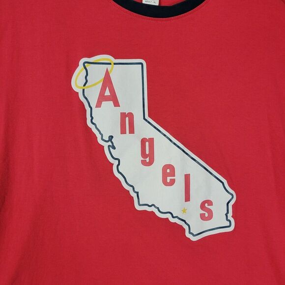 California Angels Shirt Men's XL Red Shohei Ohtani #17 Ringer Baseball MLB - Picture 2 of 10